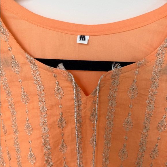 Orange Embroidered Kurta - Picture 2 of 7